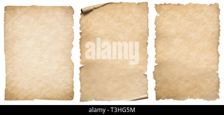 Vintage paper or parchment set isolated on white Stock Photo