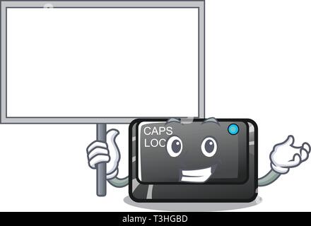 Bring board capslock button on a computer cartoon Stock Vector