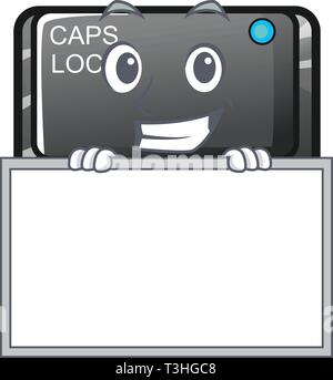 Grinning with board capslock button on a computer cartoon Stock Vector