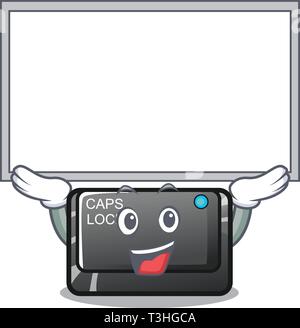 Up board capslock button on a computer cartoon Stock Vector