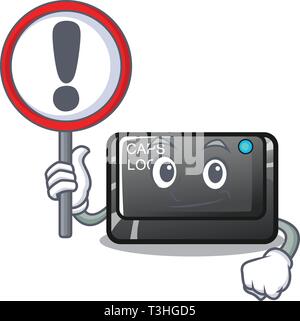 With sign capslock button on a computer cartoon Stock Vector