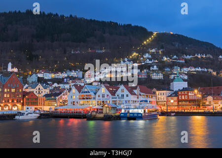 City view to Mount Fløyen Vagen Bergen Norway Stock Photo