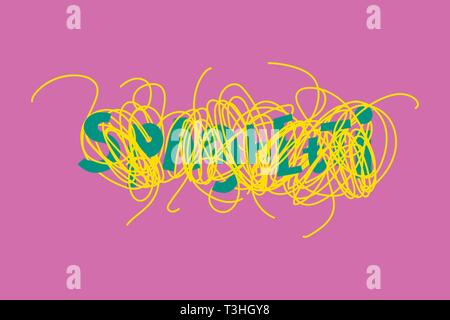 Spaghetti cartoon lettering. Italian pasta vector clipart. Restaurant menu design element. Organic, eco meal. Shop, store sign. Noodles, macaroni illustration. Food dinner cuisine Stock Vector