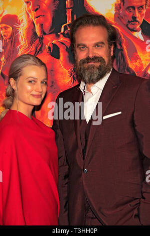 NEW YORK, NY - APRIL 09: Alison Sudol and David Harbour attend the 'Hellboy' New York Screening at AMC Lincoln Square Theater on April 09, 2019 in New Stock Photo