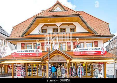 Souvenirs and souvenirshops in Titisee, a little town in the Black Forest; Stock Photo