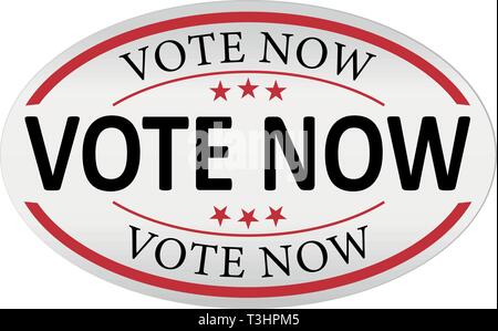 vote now red web paper sign on white background Stock Vector