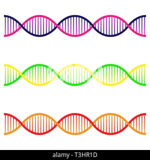 Icons set of DNA. The concept of polygonal DNA. DNA, genetic sign, flat design. Stock Vector