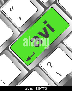 Closeup of avi key in a modern keyboard keys button Stock Photo