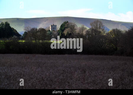 Ripe Church with the South Downs National Park behind, East Sussex, UK Stock Photo