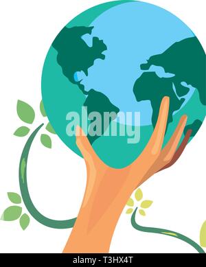 world with tree root happy earth day vector illustration Stock Vector ...