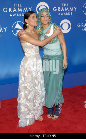 LOS ANGELES, CA. February 27, 2002: Singers NELLY FURTADO (left) & ALICIA KEYES at the 2002 Grammy Awards in Los Angeles. Stock Photo