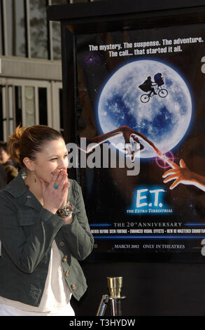 LOS ANGELES, CA. March 16, 2002: Actress DREW BARRYMORE at the 20th anniversary premiere of her movie E.T. The Extra-Terrestrial, in Los Angeles. © Paul Smith / Featureflash Stock Photo