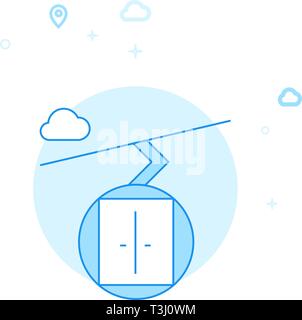 Cabin, Cableway Flat Vector Icon. City, Urban, Public Transport Illustration. Light Flat Style. Blue Monochrome Design. Editable Stroke. Adjust Line W Stock Vector