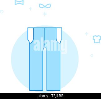 Men's Trousers Flat Vector Icon. Clothes or Garments, Wear Illustration. Light Flat Style. Blue Monochrome Design. Editable Stroke. Adjust Line Weight Stock Vector
