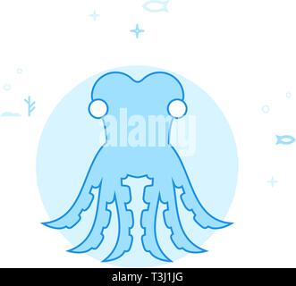 Octopus Flat Vector Icon. Marine Life, Underwater World, Sea Creature Illustration. Light Flat Style. Blue Monochrome Design. Editable Stroke. Adjust  Stock Vector