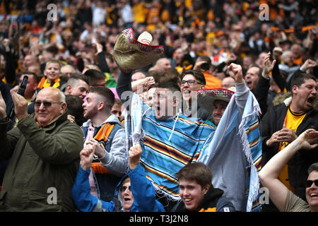 Wolverhampton Wanderers fans celebrate after their sides second goal