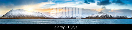 Icelandic winter panorama in Vesturland region Stock Photo