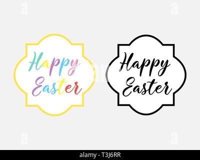 easter decor. Happy easters handwritten logo inscription vector. Stock Vector