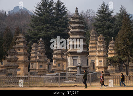 Dengfeng, Henan/China- JANUARY 20, 2019: Talin Pagodas, It’s memorial of the high priest of Shaolin temple. Located in the part of Shaolin temple, Man Stock Photo