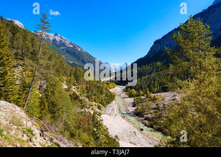 Isar, Hinterautal, near Scharnitz, Karwendel, Tyrol, Austria Stock Photo