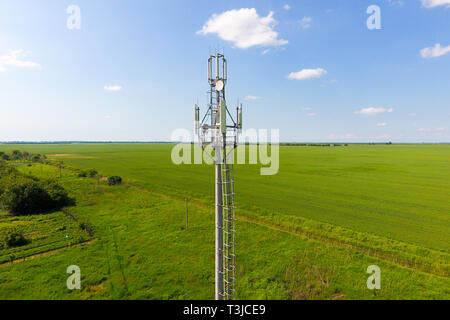 Cellular tower. Equipment for relaying cellular and mobile signal. Stock Photo