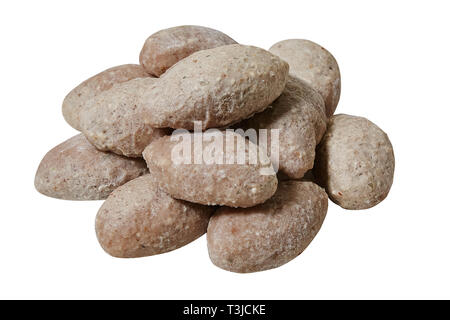 Frosted raw turkish meatballs. Cutlets. Isolated on a white background Stock Photo