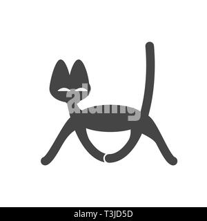 Black Cat moving and Looking away. It is isolated on a white background. Vector Logo Laconic Symbol for Icons, Logos, Badges, and Emblems. Stock Vector