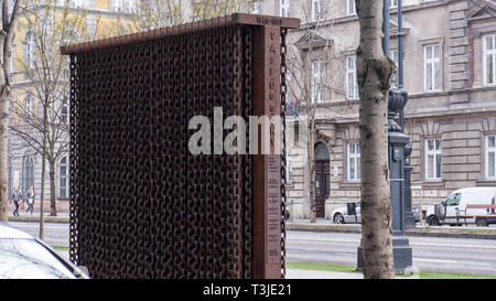 Budapest Hungary 03 15 2019 Monument in front of the house of terror Stock Photo