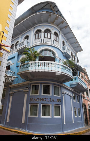 beautiful historic house facade in casco viejo panama city Stock Photo