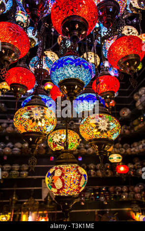 Beautiful Traditional Ramadan Light Lamp with blur background - Shot from Dubai Spice Souk, famous tourkish light, place to visit in dubai-UAE Stock Photo