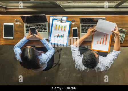 Aerial view of business employee working together Stock Photo