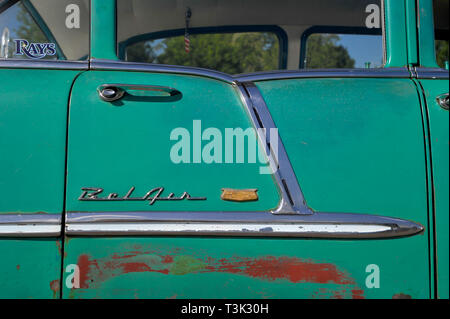 Rat-look surf wagon 1955 Chevrolet Bel Air classic American sedan, Stock Photo