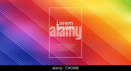 Abstract bright rainbow colors gradient mesh blurred background with  diagonal lines pattern. Vector illustration Stock Vector