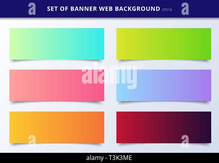 Set of banner web template header design vibrant gradient background. Vector illustration Stock Vector