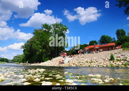 Kulper hut, on the banks of Wertach, Augsburg, Swabia, Bavaria, Germany, Europe Stock Photo