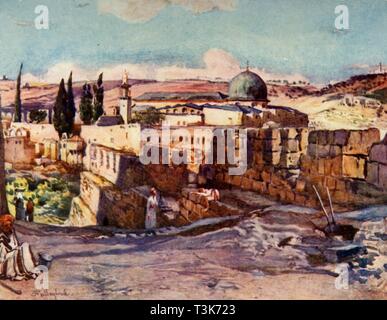 'The Mosque of El Aksa from Inside the South Wall of Jerusalem', 1902. Creator: John Fulleylove. Stock Photo