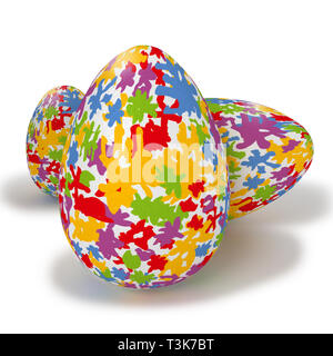 Painted easter eggs with colorful spots Stock Photo
