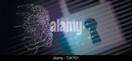 Conceptual technology illustration of artificial intelligence. Abstract futuristic background Stock Vector