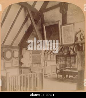 'The Library in Shakespeare's House, Stratford-on-Avon, England', 1900. Creator: Underwood & Underwood. Stock Photo