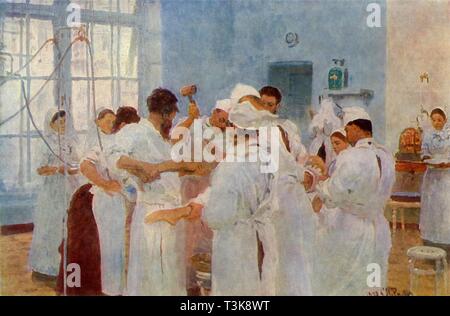 'Surgeon Yevgeni Vasilyevich Pavlov (1845-1916) in the Operating Theatre', 1888, (1965). Creator: Il'ya Repin. Stock Photo