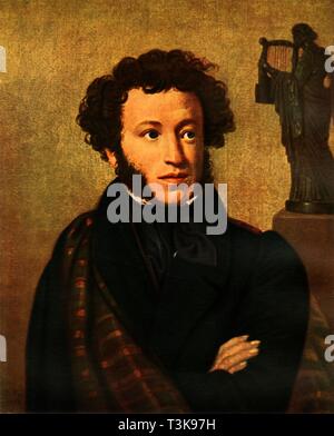 'Portrait of Alexandr Sergeyevich Pushkin', 1827, (1965).  Creator: Orest Kiprensky. Stock Photo