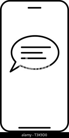 Mobile phone chat message line icon. linear style sign for mobile concept and web design. Smartphone and speech bubble outline vector icon. Vector ill Stock Vector