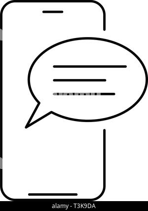 Mobile phone chat message line icon. linear style sign for mobile concept and web design. Smartphone and speech bubble outline vector icon. Vector ill Stock Vector