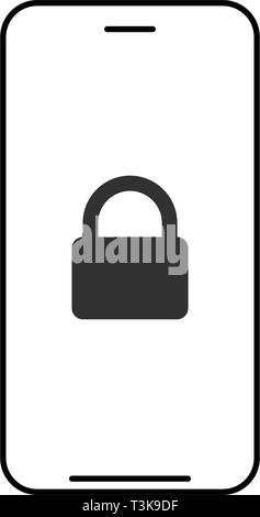 Mobile security line icon. Smartphone with padlock linear style sign for mobile concept and web design. Phone lock outline vector icon. Vector illustr Stock Vector