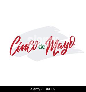 Cinco de Mayo vector typography. 5 of May on Spanish holiday vector calligraphy. Cinco de Mayo holiday banner. Mexican holiday lettering isolated on Stock Vector
