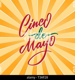 Cinco de Mayo vector typography. 5 of May on Spanish holiday vector calligraphy. Cinco de Mayo holiday banner. Mexican holiday lettering on yello Stock Vector