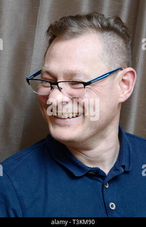 Window blinds installation Stock Photo