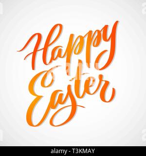 Happy Easter hand drawn modern calligraphy design vector lettering, typography. For advertising, poster, flyer, banner, greeting card. Stock Vector