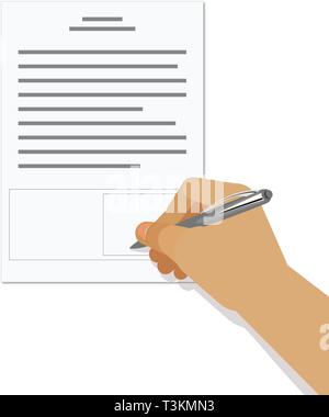 Hand signing a document Stock Vector