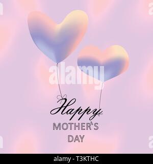 Two balloons, heart shape, pink background Stock Vector